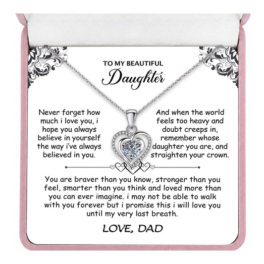 Personalized to my daughter necklace with heartfelt message card