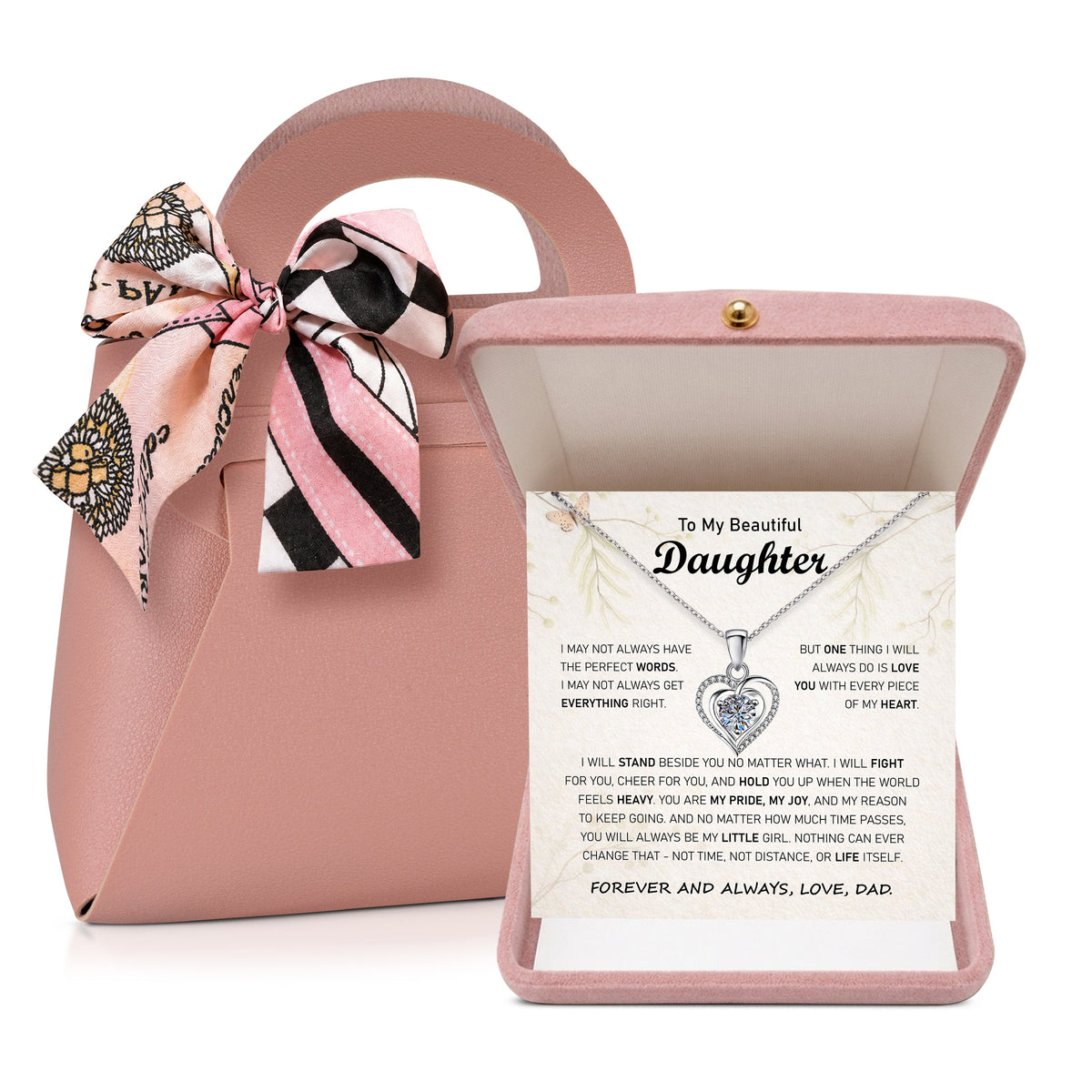 Always My Little Girl Necklace - Personalized Message Card