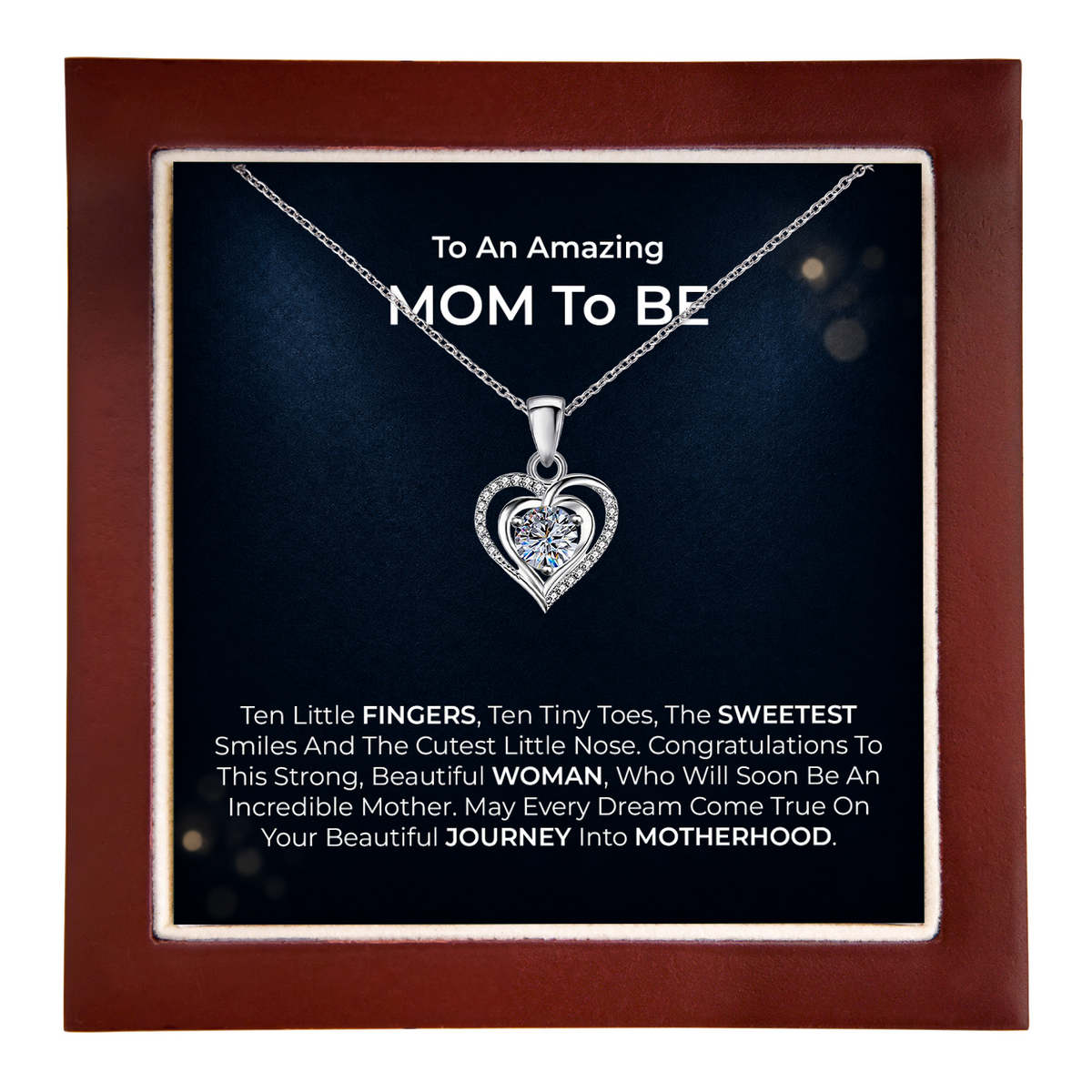 Mom to Be Heart Necklace with Message Card