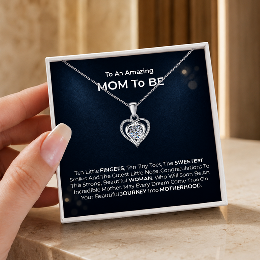 Mom to Be Heart Necklace with Message Card