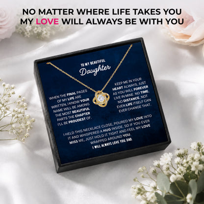 To My Daughter Love Knot Necklace - Personalized Message Card