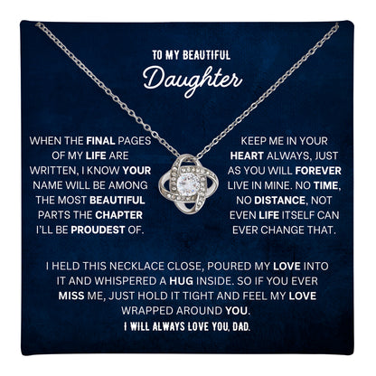 Necklace and message card gift for daughter from dad