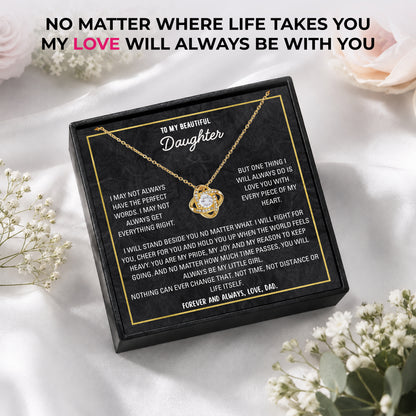 To My Daughter Love Knot Necklace - Personalized