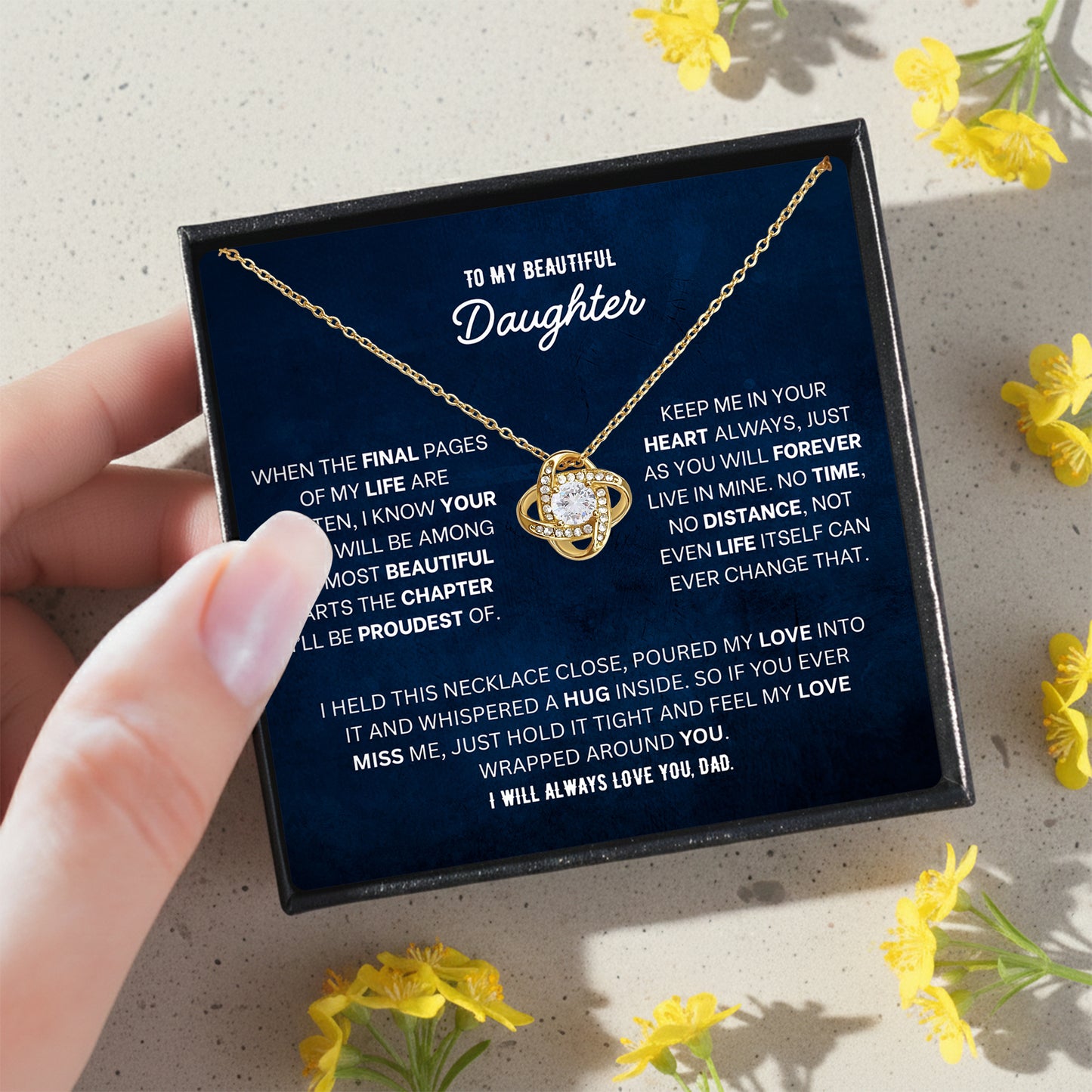 To My Daughter Love Knot Necklace - Personalized Message Card