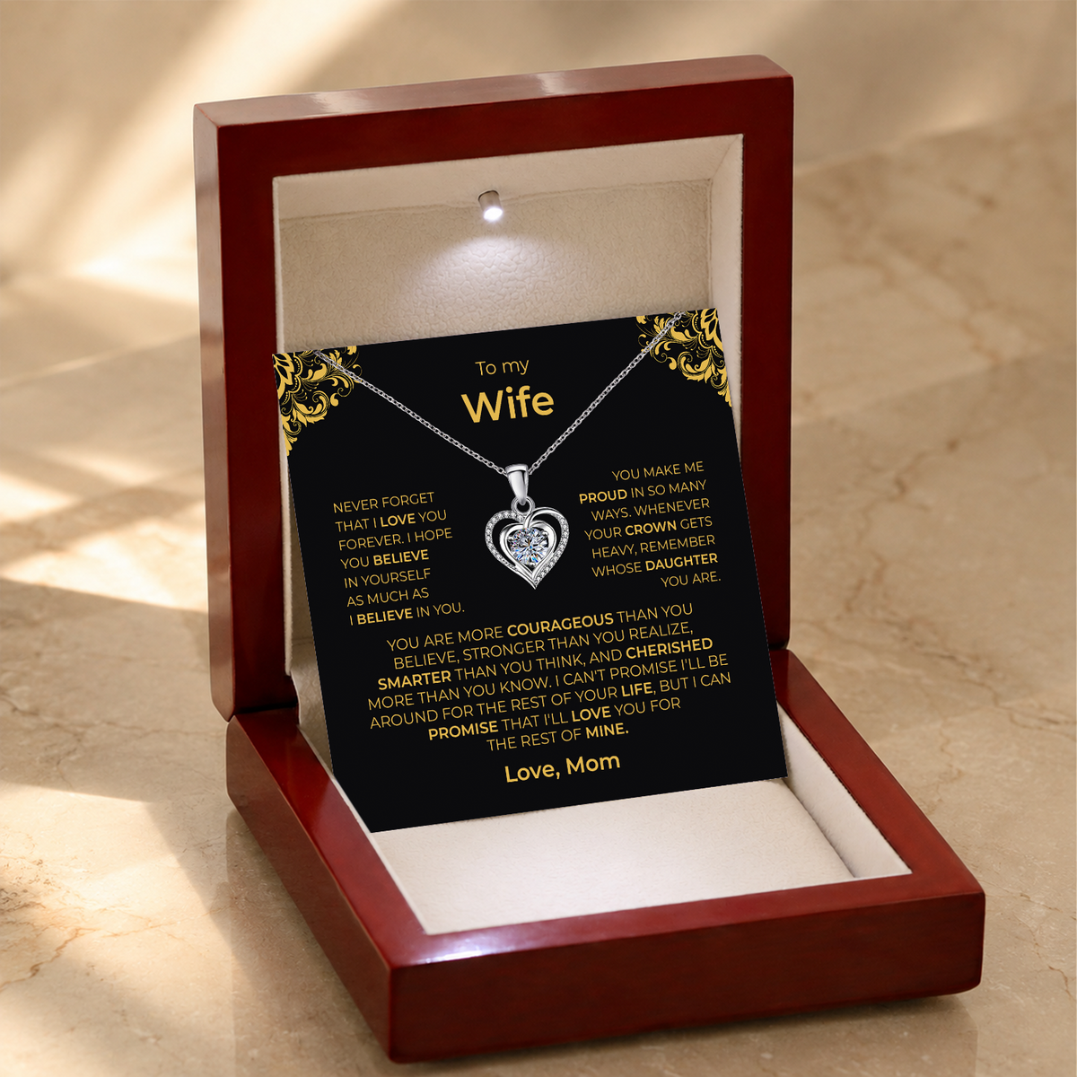 Daughter from Mom Lumen Heart Necklace gift - additional supplier product photograph
