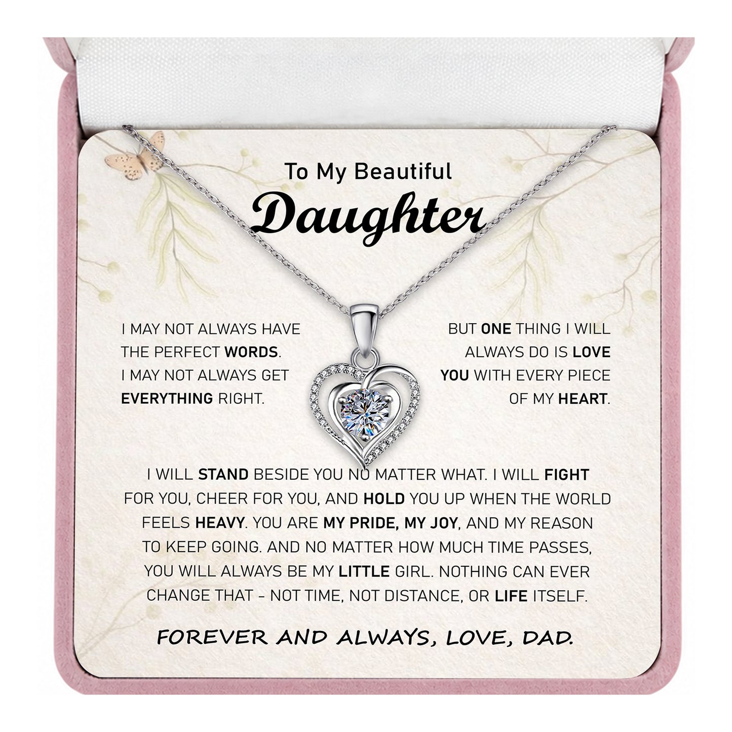 Silver heart pendant necklace with cubic zirconia stone on cable chain