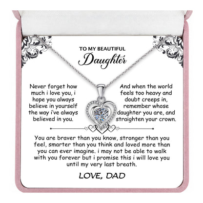 Personalized to my daughter necklace with heartfelt message card