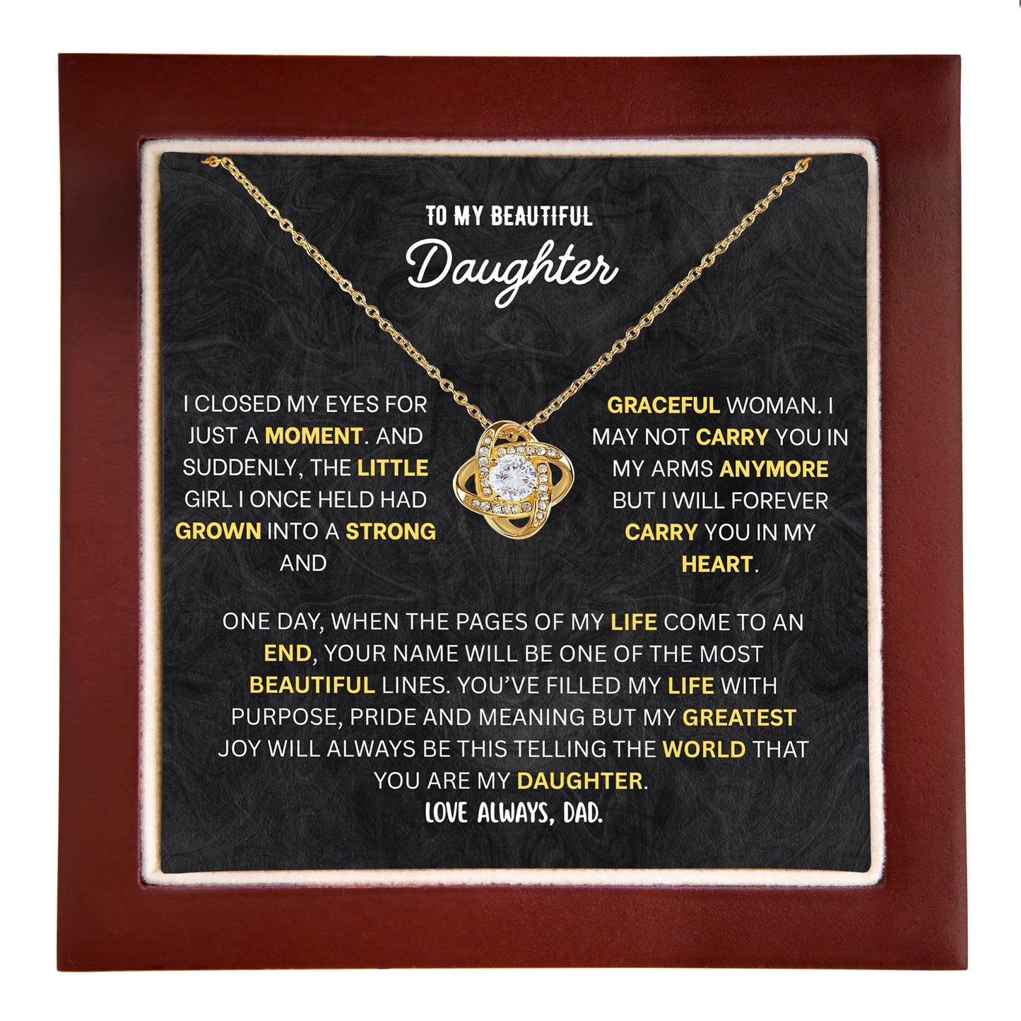 Daughter necklace from Dad, stainless steel pendant with a cubic zirconia stone