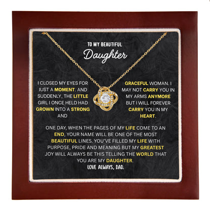 Daughter necklace from Dad, stainless steel pendant with a cubic zirconia stone