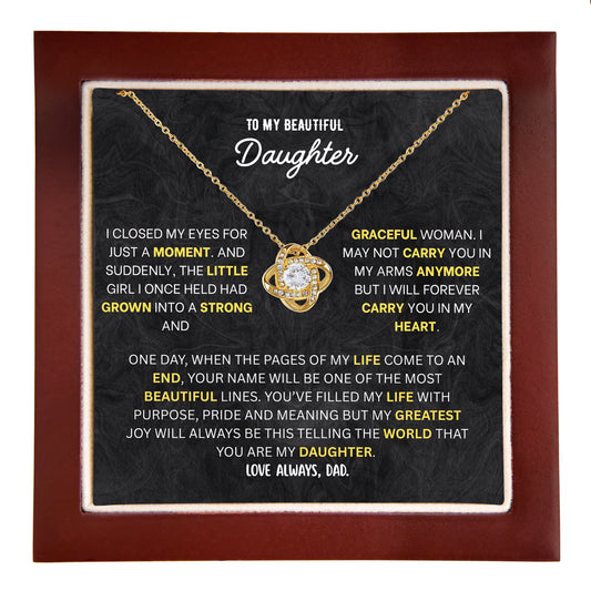 Daughter necklace from Dad, stainless steel pendant with a cubic zirconia stone