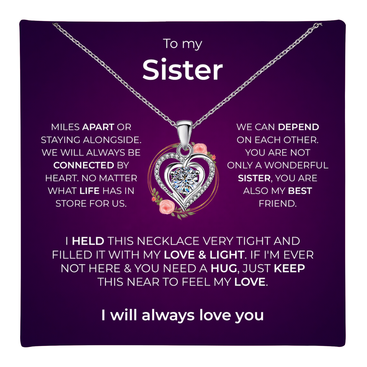 Sister gift: Lumen Heart Necklace — White · Standard Box (product view)