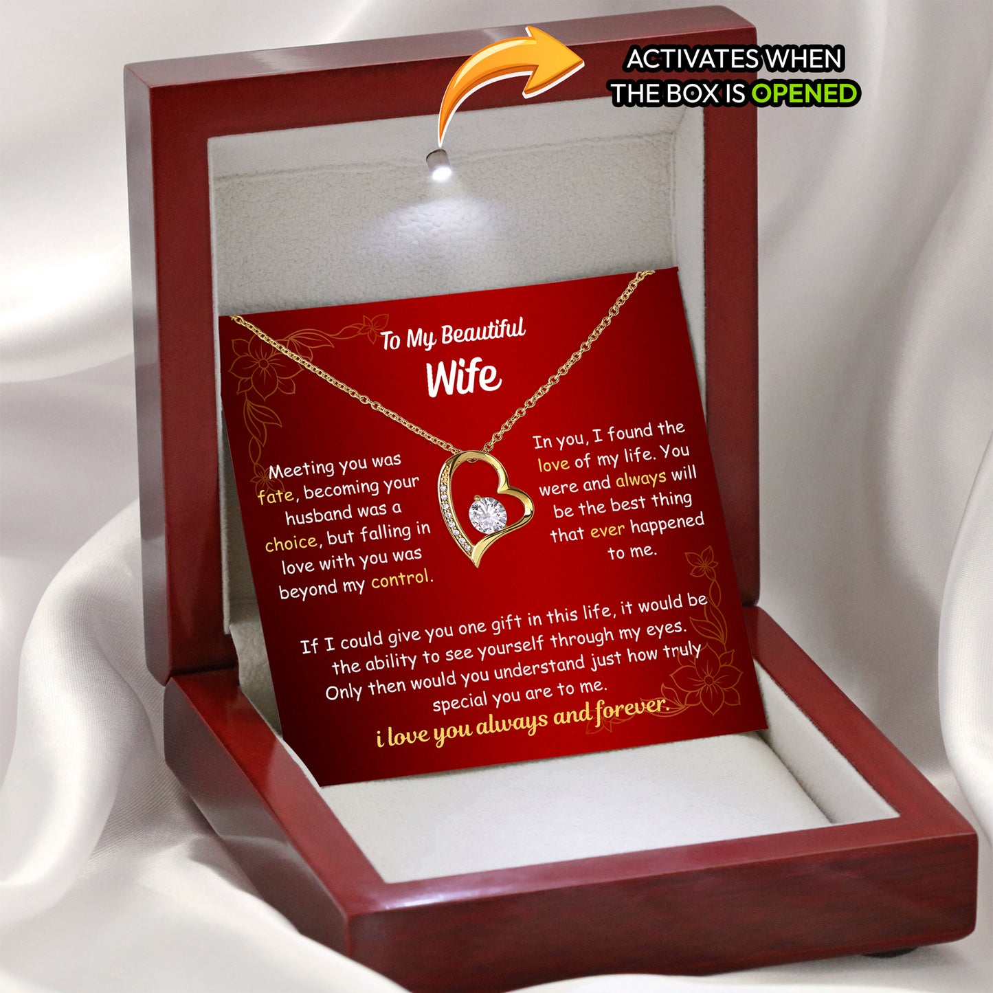 To My Wife Heart Necklace - Message Card Included