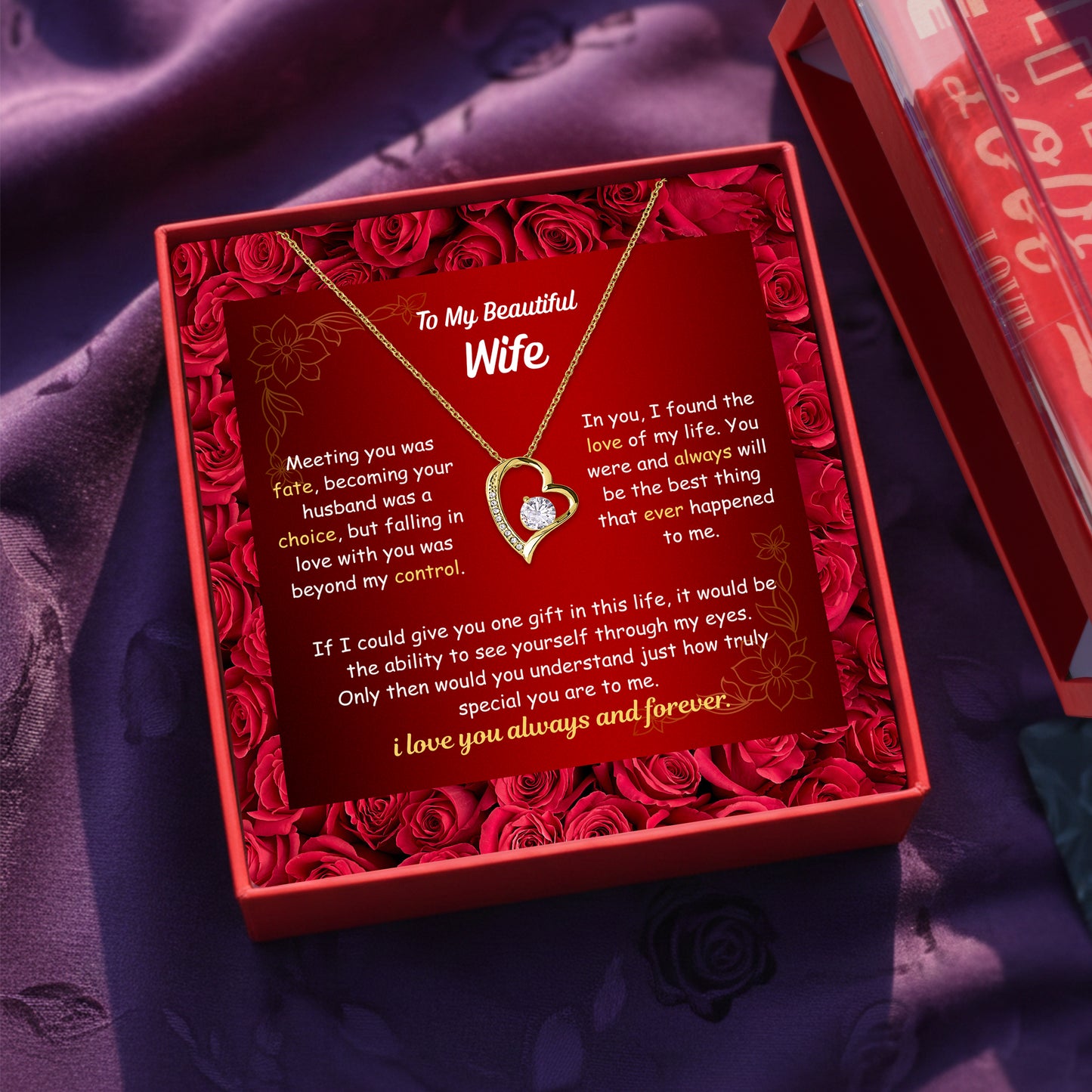 To My Wife Heart Necklace — Personalized Message Card