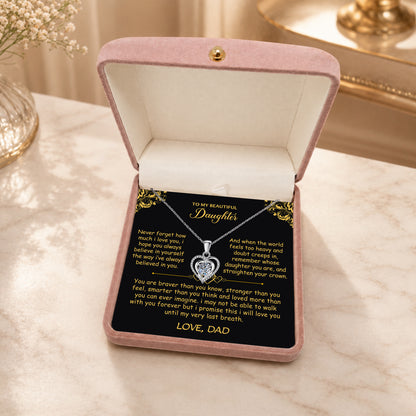 Necklace quality diagram showing chain length, pendant size and cubic zirconia stone