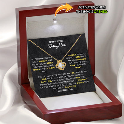 To My Daughter Love Knot Necklace - Custom Message