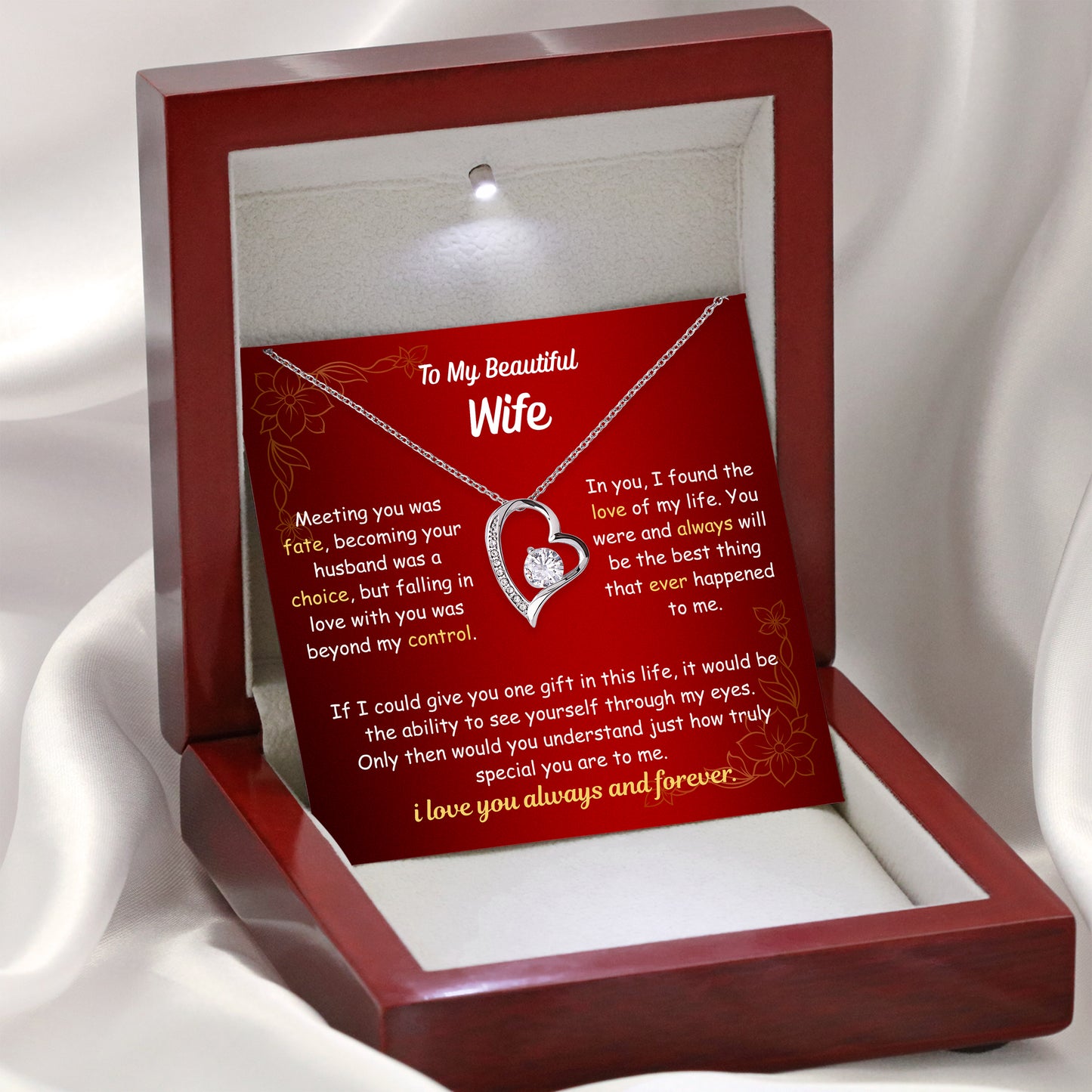 To My Wife Heart Necklace - Message Card Included