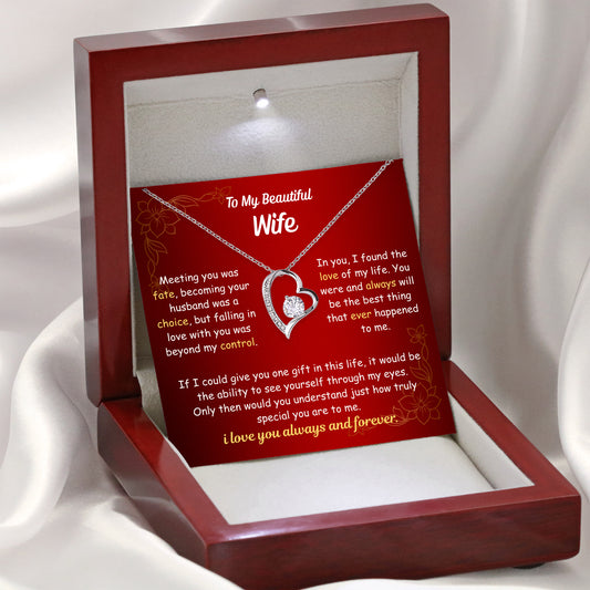 To My Wife Heart Necklace - Message Card Included