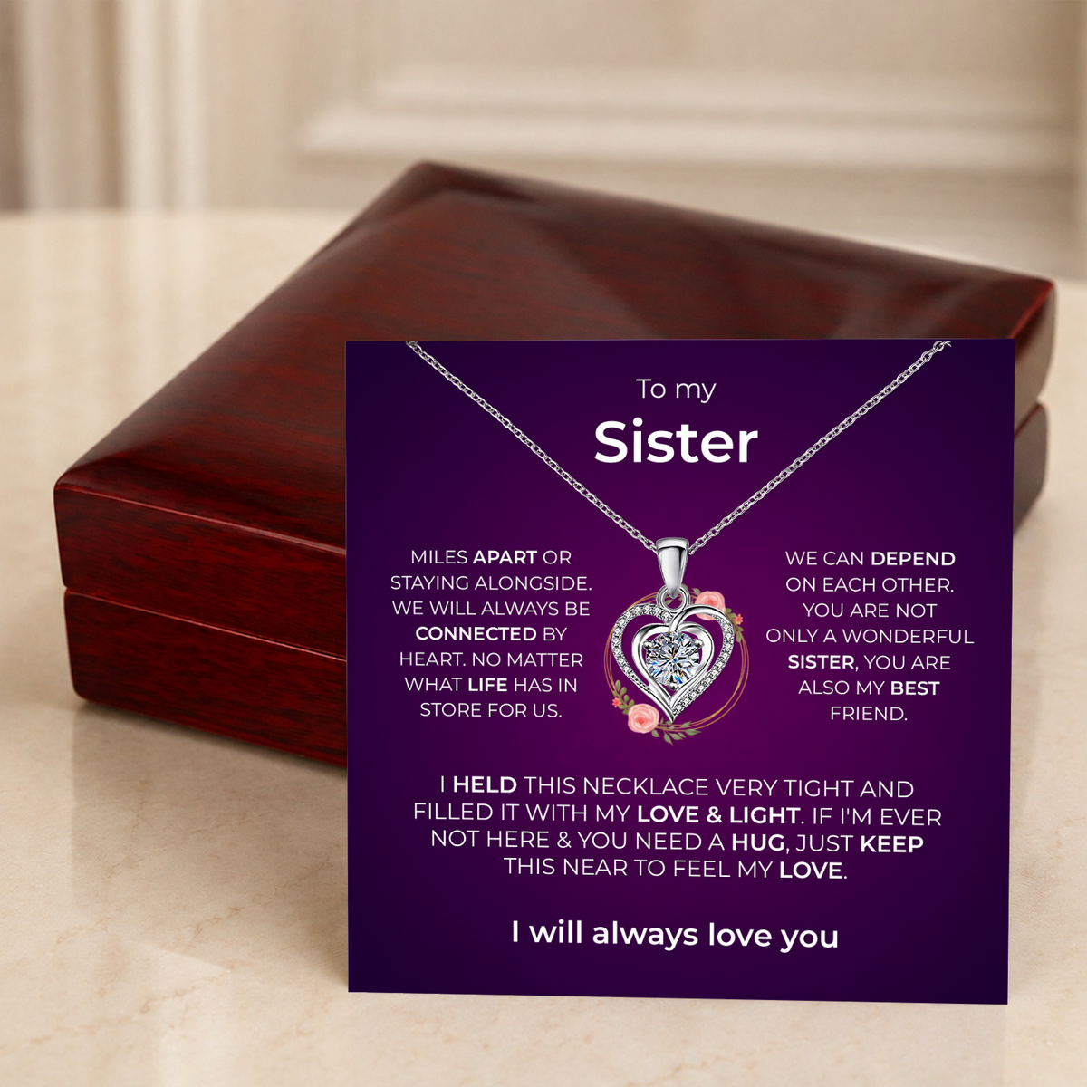 Sister Lumen Heart Necklace gift - additional supplier product photograph