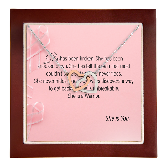 Strong Woman gift: Two as One Necklace — Two-Tone · Luxury Wooden LED Box (product view)