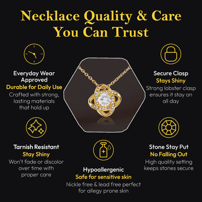 Close-up of the stainless steel lobster clasp and cubic zirconia stone on the necklace