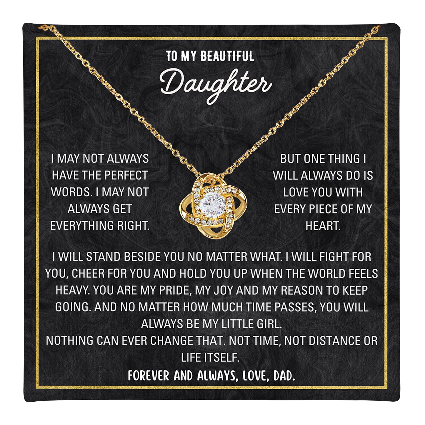 To My Daughter Love Knot Necklace - Personalized