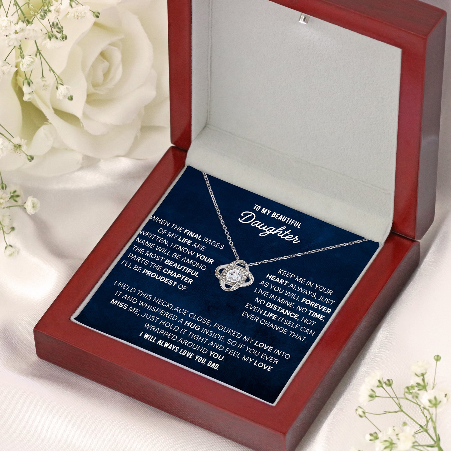 Daughter Love Knot Necklace - Letting Go Words