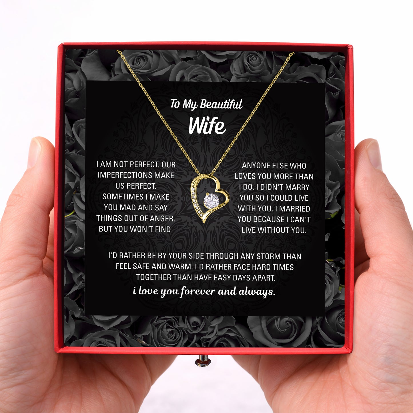 To My Wife Heart Necklace — Personalized Message Card