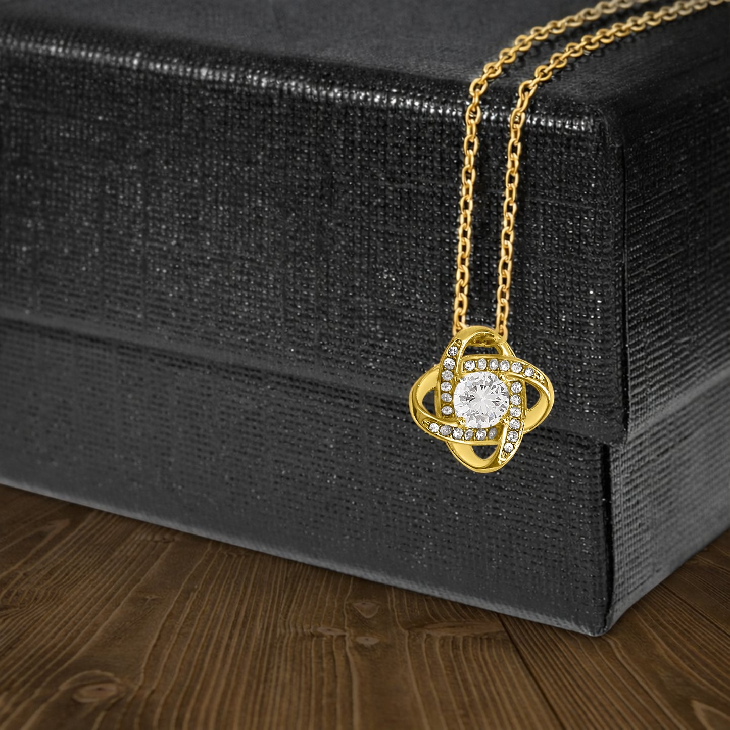 Daughter necklace chain length and cubic zirconia stone size details.