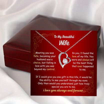 To My Wife Heart Necklace - Message Card Included