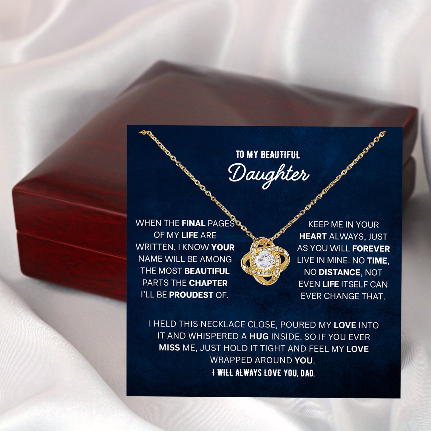 Daughter Love Knot Necklace - Letting Go Words