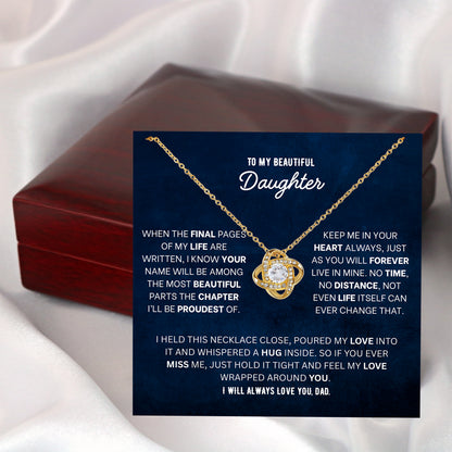 Daughter Love Knot Necklace - Letting Go Words