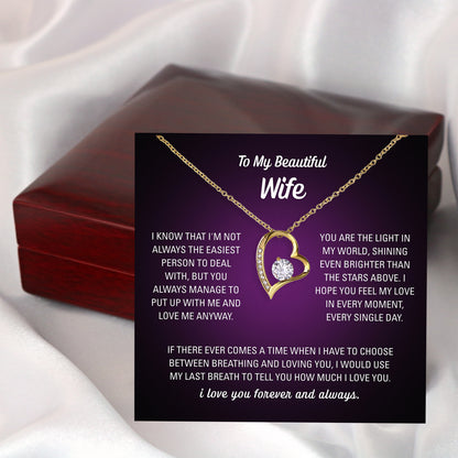 Personalized message card sample inside wife necklace gift box