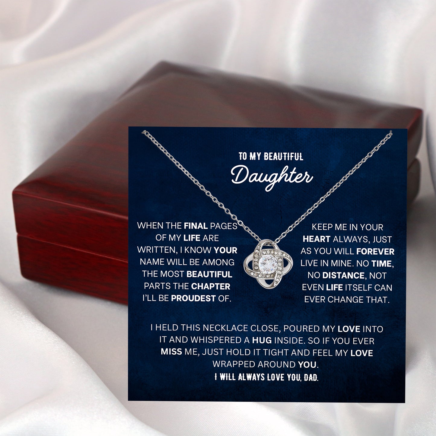 Daughter Love Knot Necklace - Letting Go Words