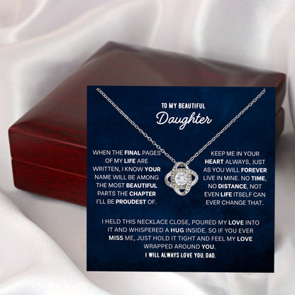 Daughter Love Knot Necklace - Letting Go Words
