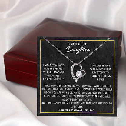 Daughter necklace from dad arriving in a ready-to-gift box with printed message card included