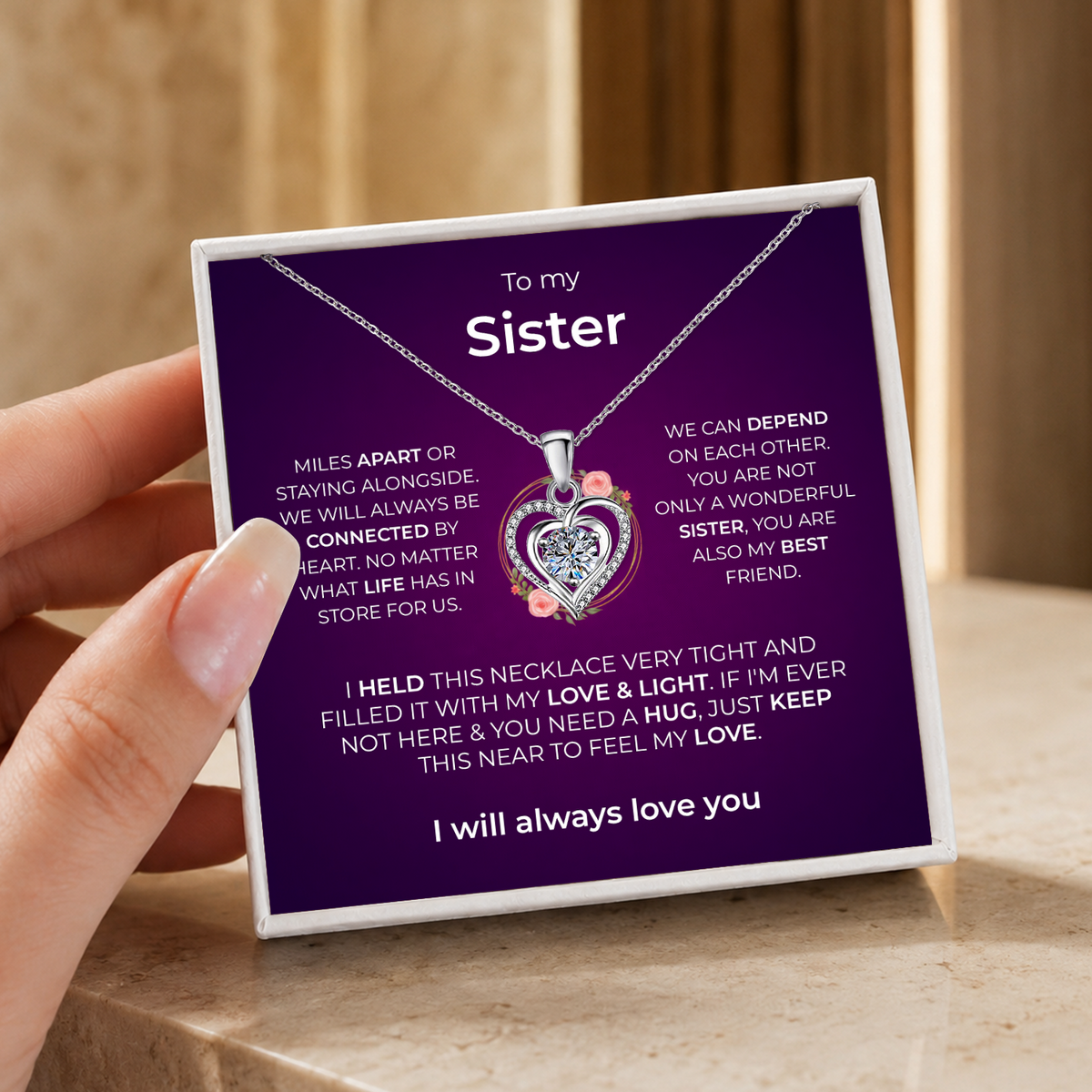 Sister Lumen Heart Necklace gift - additional supplier product photograph
