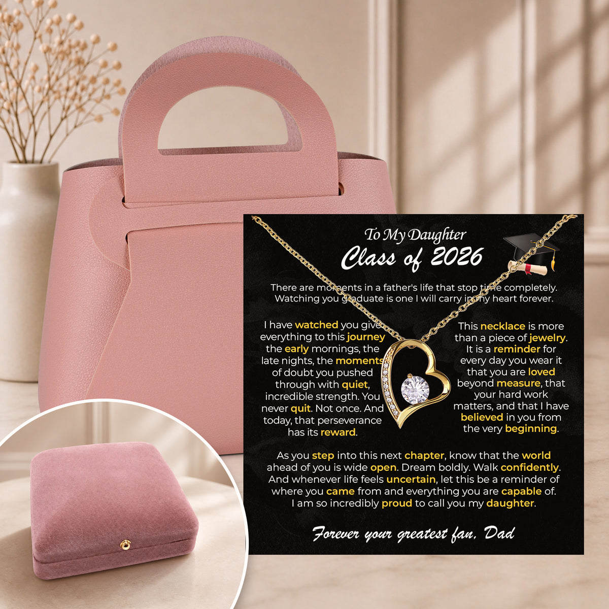 To My Daughter Graduation Necklace - Personalized Sign-Off