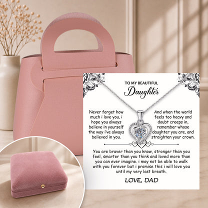 To My Daughter Heart Necklace - Personalized Message Card