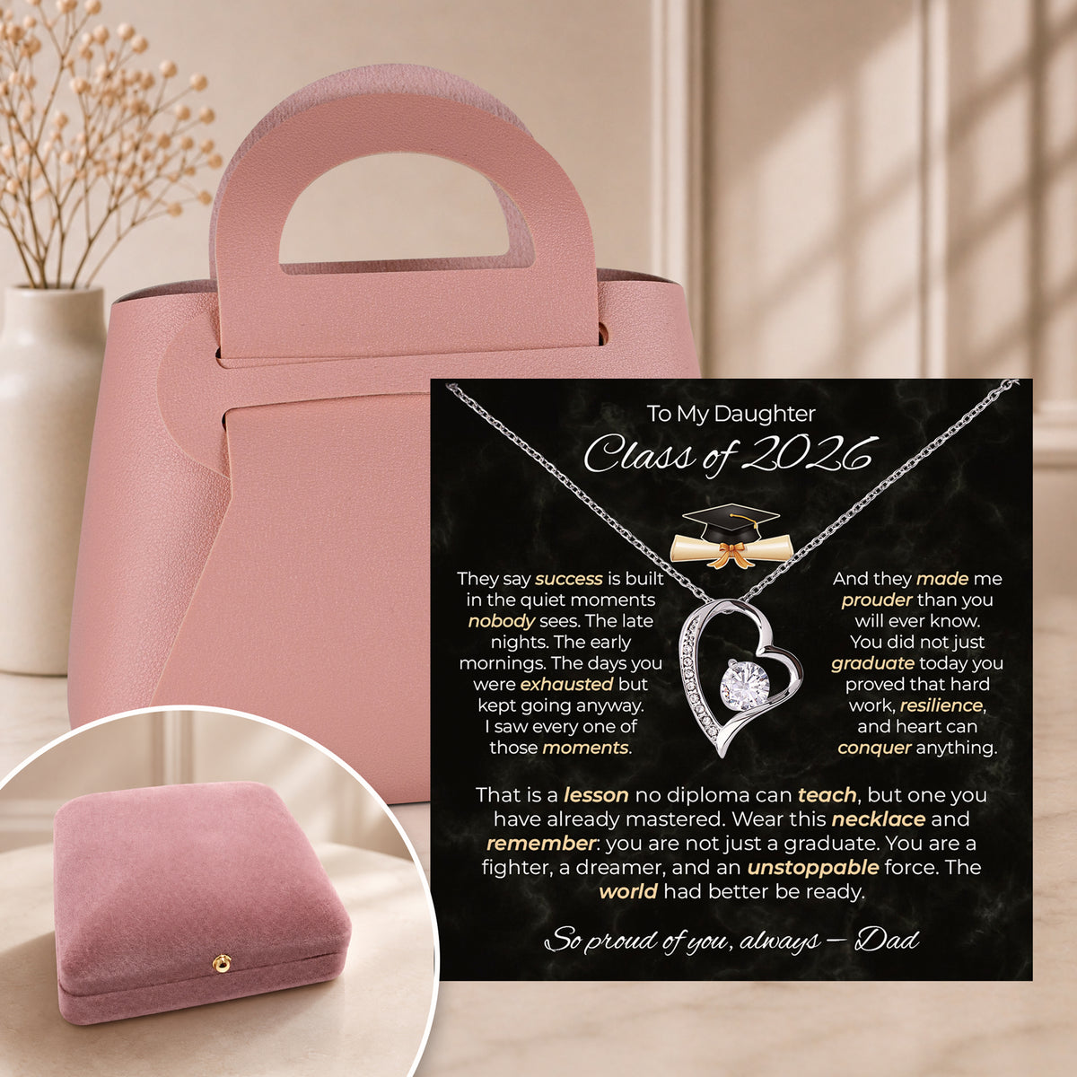 To My Daughter Graduation Necklace - Personalized Sign-Off