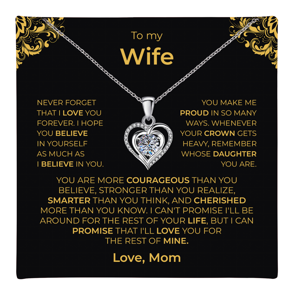 Daughter from Mom gift: Lumen Heart Necklace — White · Standard Box (product view)