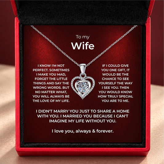 To My Wife Anniversary Heart Necklace - Personalized Sign-Off