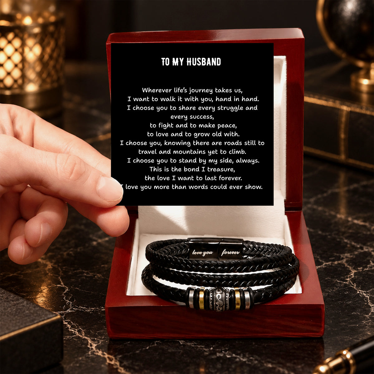 To My Husband Bracelet - Personalized Sign-Off