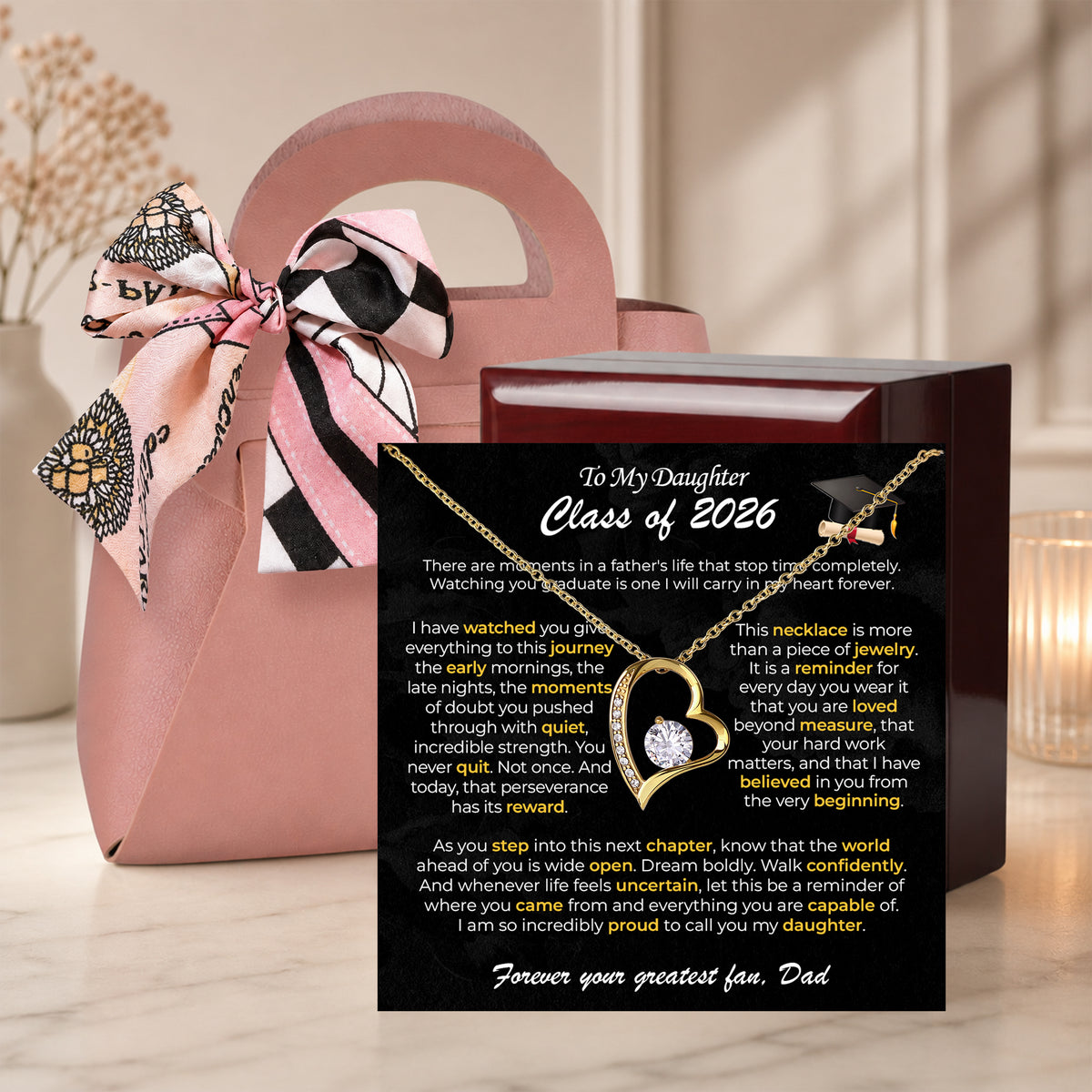 To My Daughter Graduation Necklace - Personalized Sign-Off