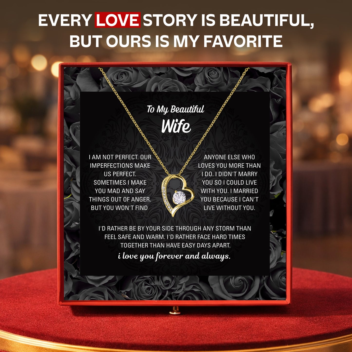 To My Wife Heart Necklace — Personalized Message Card