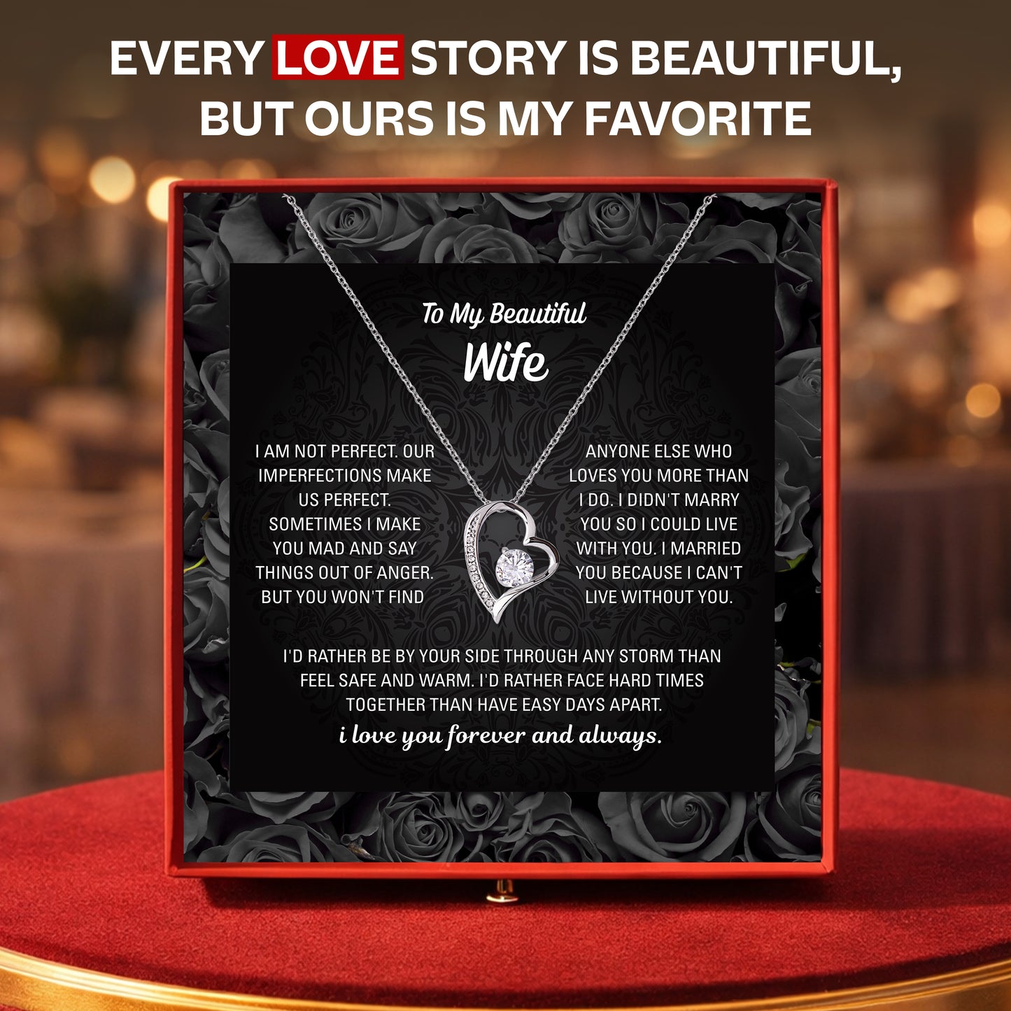 To My Wife Heart Necklace — Personalized Message Card