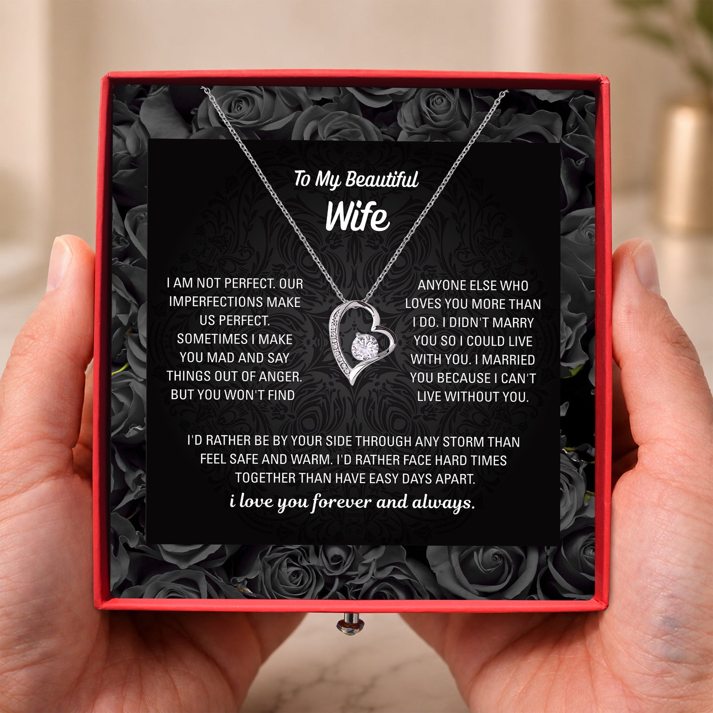To My Wife Heart Necklace — Personalized Message Card