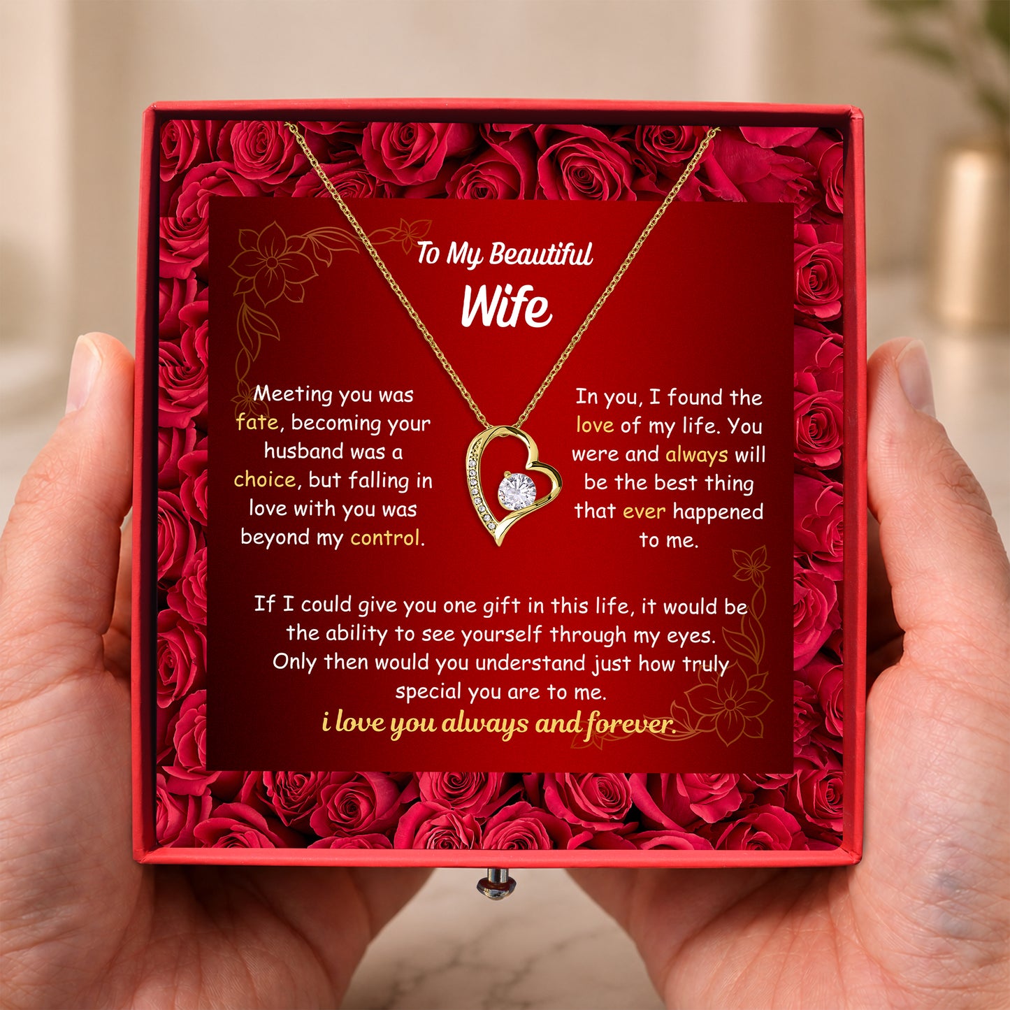 To My Wife Heart Necklace — Personalized Message Card