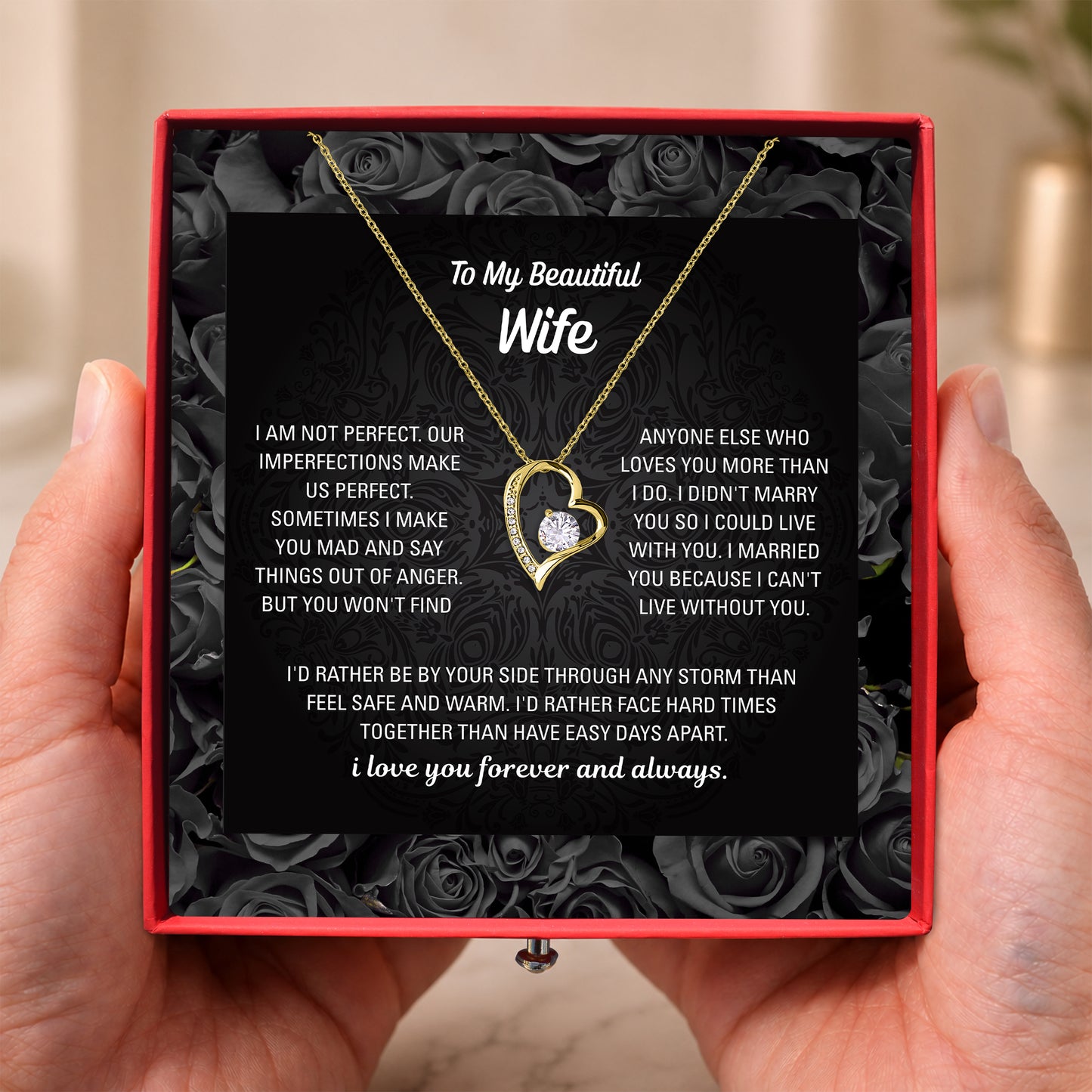 To My Wife Heart Necklace — Personalized Message Card