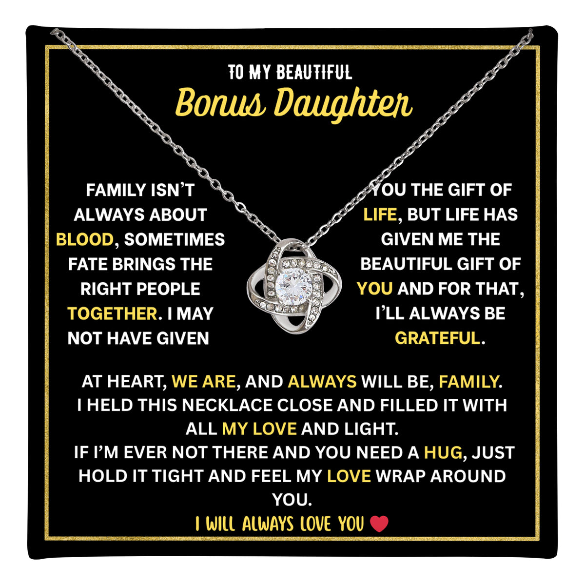 Bonus Daughter Love Knot Necklace - Personalized Sign-Off