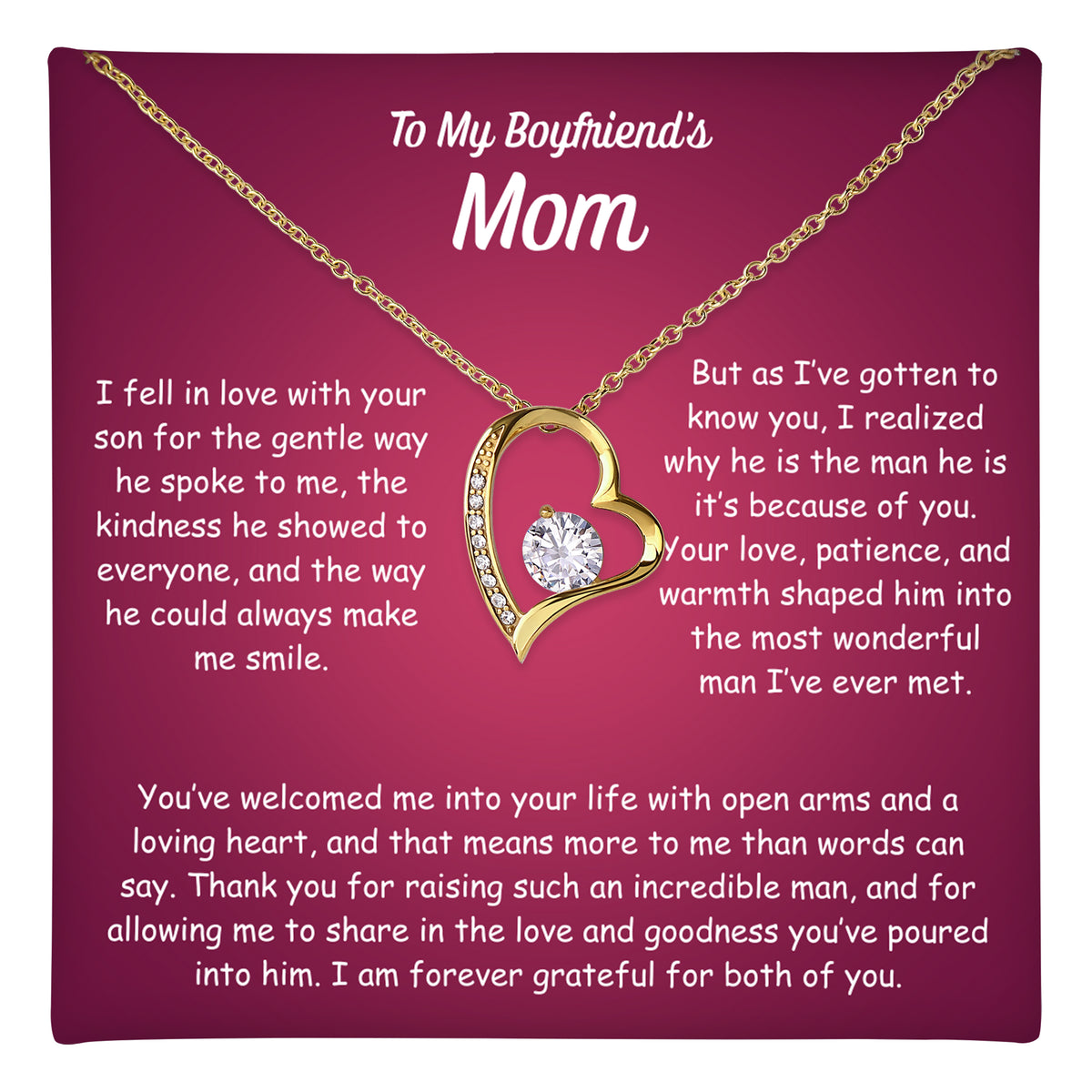 To My Boyfriend’s Mom Necklace | Future Mother-in-Law Gift